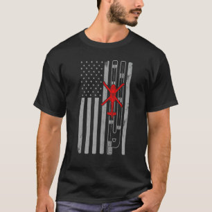 Blackhawk Military Helicopter American Flag Runway T-Shirt