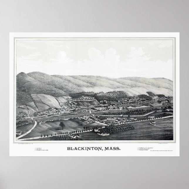Blackinton, MA Panoramic Map - 1889 Poster (Front)