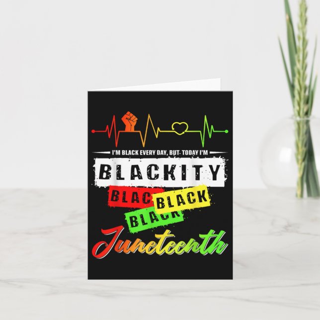 Blackity Black Funny Heartbeat Juneteenth Pride Me Card (Front)