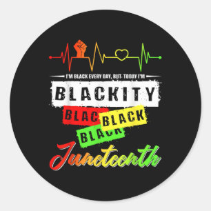 Blackity Black Funny Heartbeat Juneteenth Pride Me Classic Round Sticker