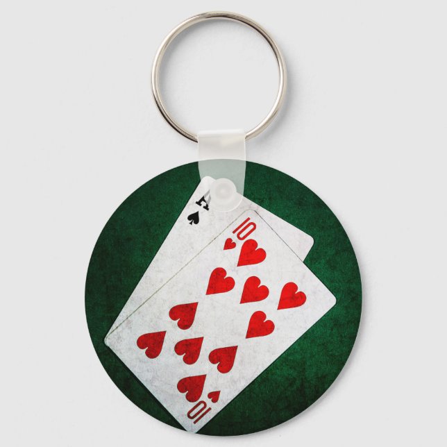 Blackjack 21 point - Ace, Ten Key Ring (Front)