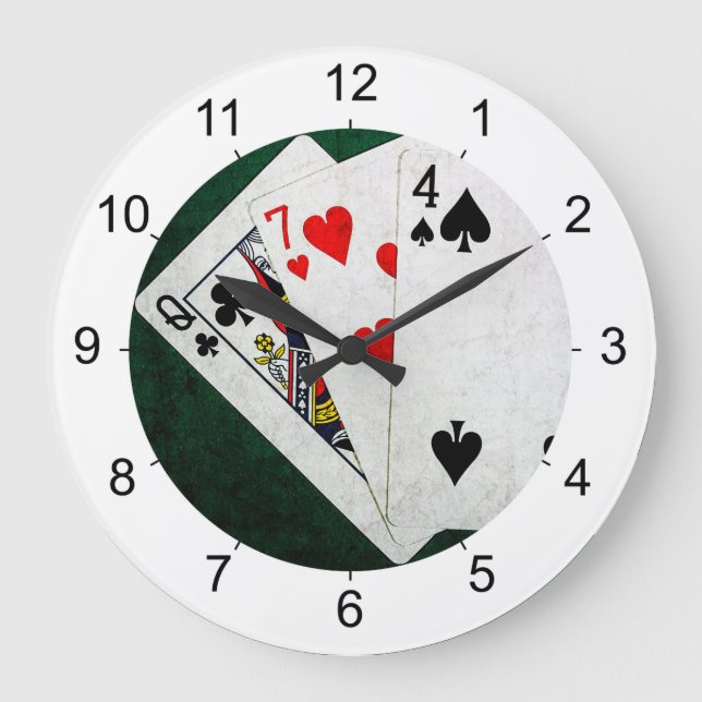 Blackjack 21 point - Queen, Seven, Four Large Clock (Front)