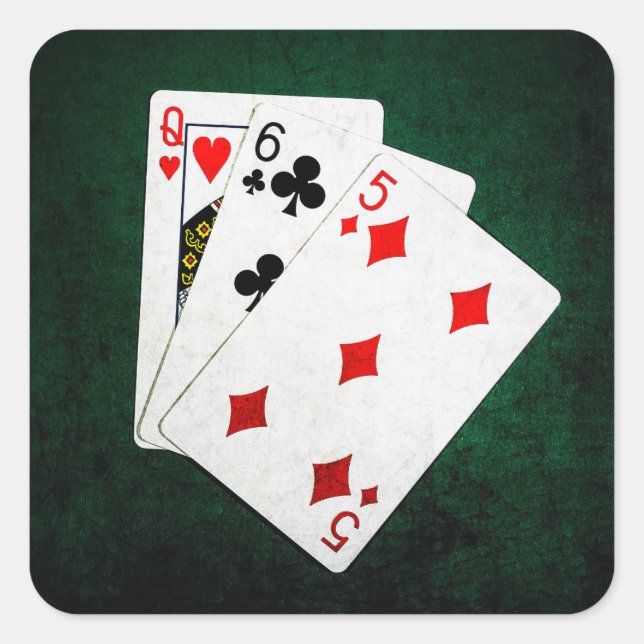 Blackjack 21 point - Queen, Six, Five Square Sticker (Front)