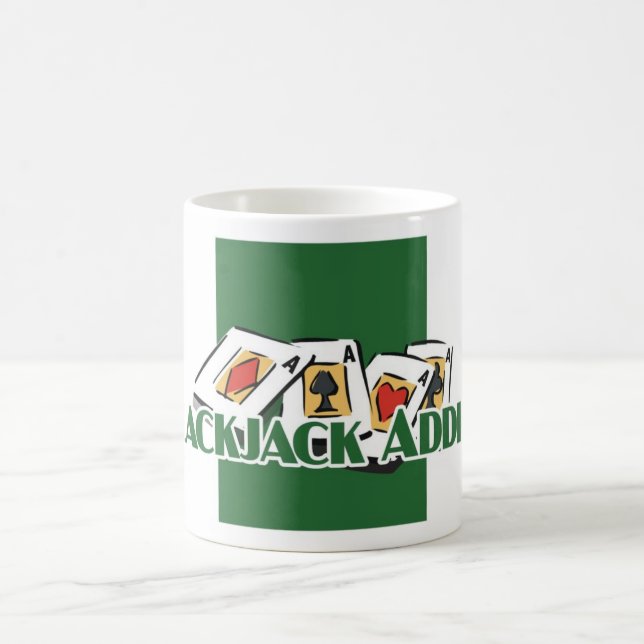 Blackjack Addict's white mug (Center)