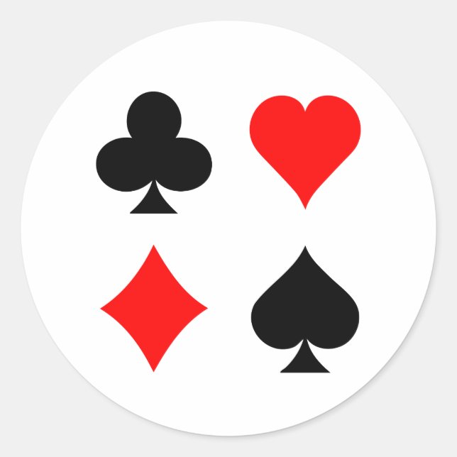 Blackjack / Poker Card Suits: Vector Art: Classic Round Sticker (Front)