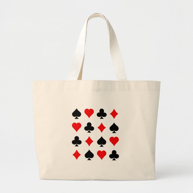 Blackjack / Poker Card Suits: Vector Art: Large Tote Bag (Front)