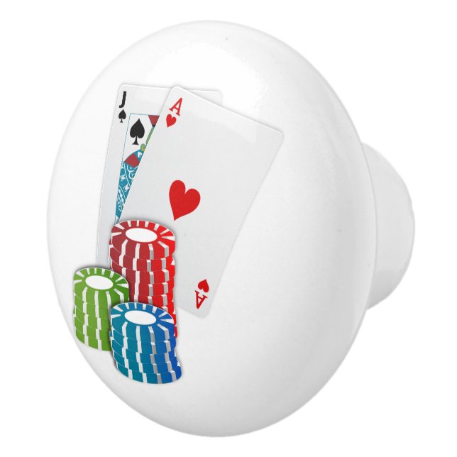 Blackjack with Poker Chips Ceramic Knob (Right)
