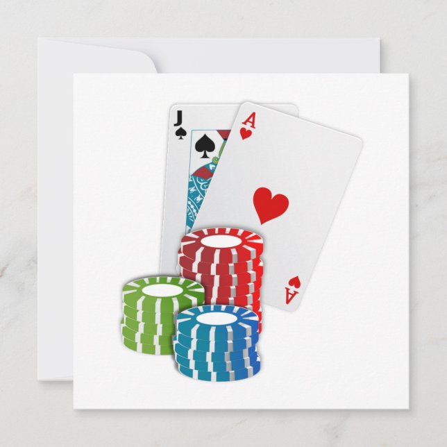 Blackjack with Poker Chips Invitation (Front)