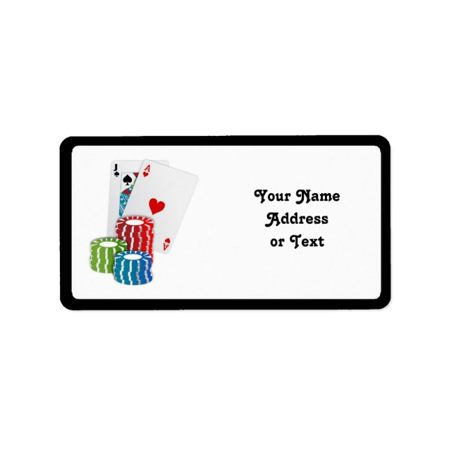 Blackjack with Poker Chips Label (Front)