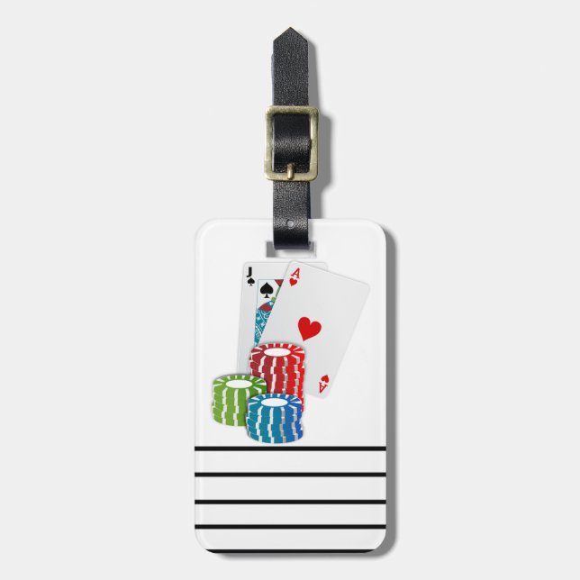 Blackjack with Poker Chips Luggage Tag (Front Vertical)