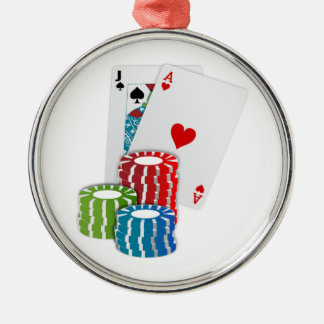 Blackjack with Poker Chips Metal Tree Decoration