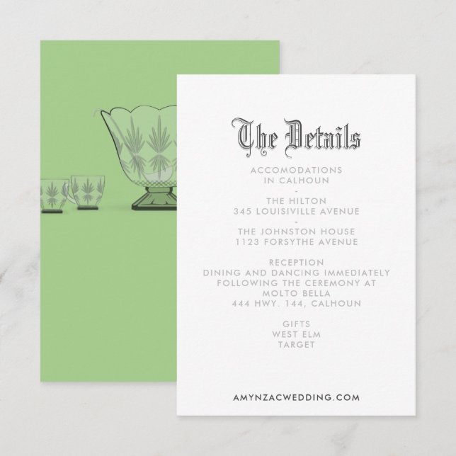 Blackletter Wedding Details Enclosure Card (Front/Back)