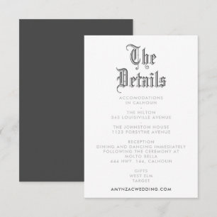 Blackletter Wedding Details Enclosure Card