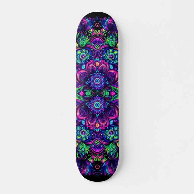 Blacklight Graffiti Pattern Skateboard (Front)