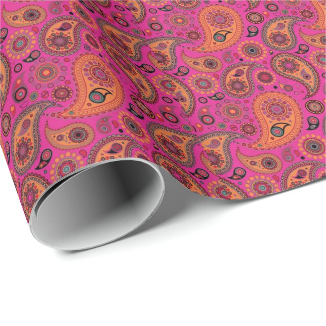 Blacklight Paisley Wrapping Paper (Roll Corner)