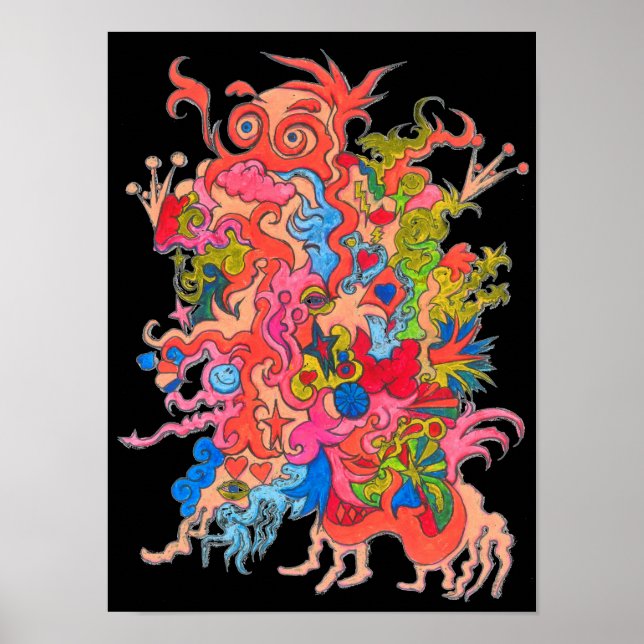 Blacklight Psychedelic Monster Poster (Front)