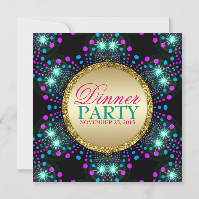 Blacklight Sparkle Magical Dinner Party Invitation (Front)