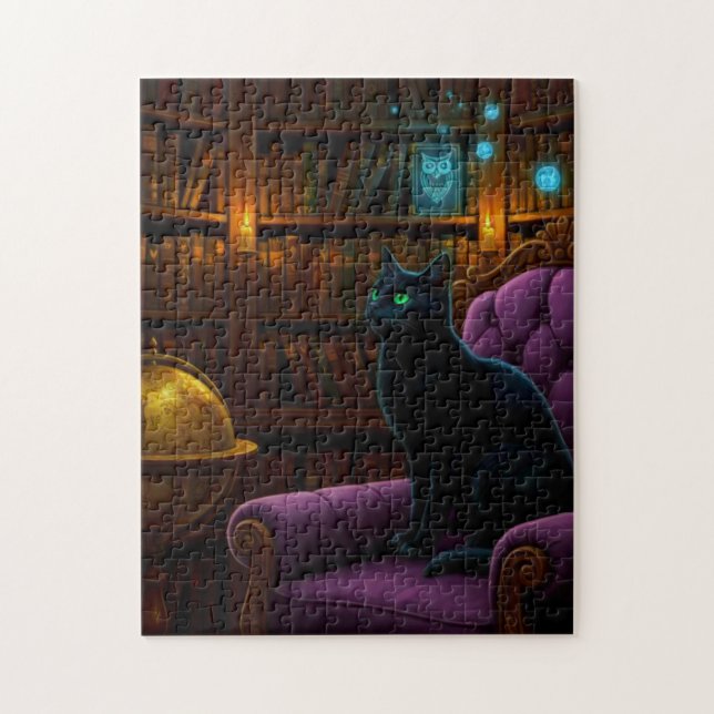 BlacknCat in Library  Jigsaw Puzzle (Vertical)