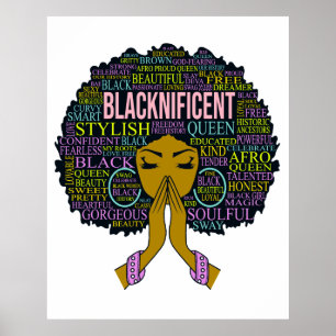 Blacknificent Black Queen Melanin Sista Girl Magic Poster