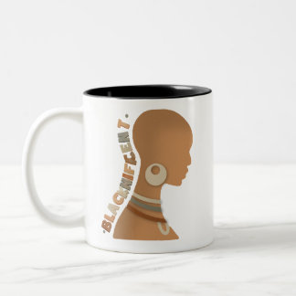 Blacknificent Black Woman Afro Girl Two-Tone Coffee Mug