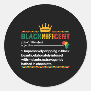 Blacknificent Definition African Black Pride Melan Classic Round Sticker