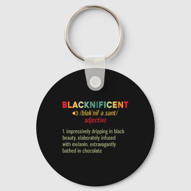Blacknificent Definition Black Pride African Black Key Ring (Front)