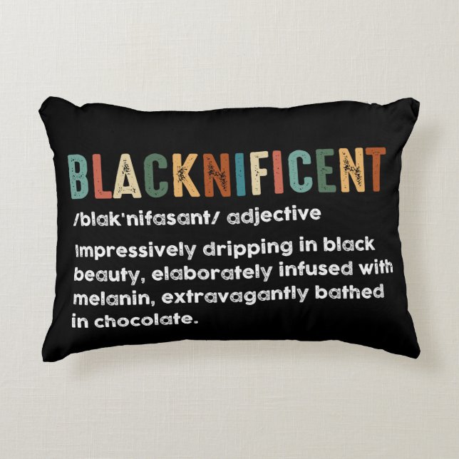 Blacknificent Funny Definition Black History Month Decorative Cushion (Front)