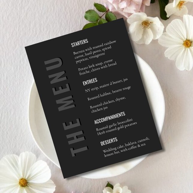 Blackout Minimalist Modern Wedding Menu (Creator Uploaded)
