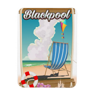 Blackpool beach seaside travel poster magnet
