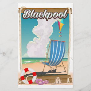 Blackpool beach seaside travel poster stationery