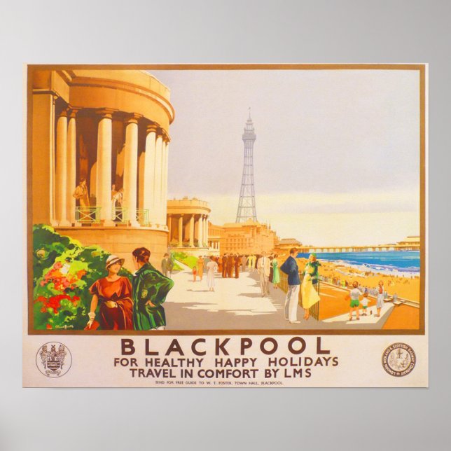 Blackpool British Railways LMS Vintage Travel  Poster (Front)