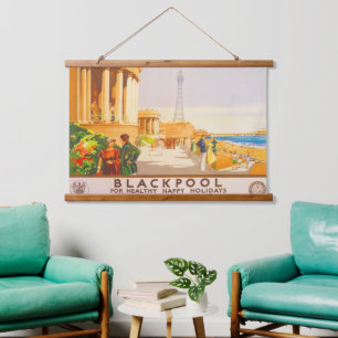 Blackpool British Railways Vintage Travel Poster Hanging Tapestry