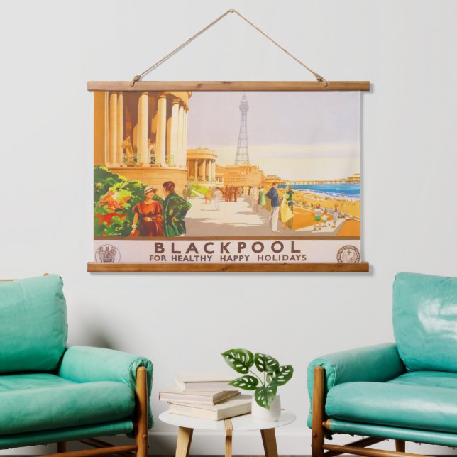 Blackpool British Railways Vintage Travel Poster Hanging Tapestry (Living Room)