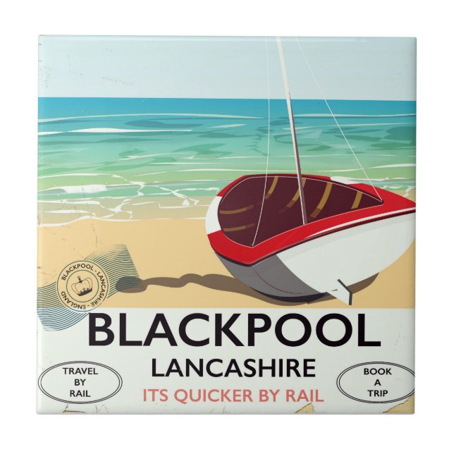 Blackpool,lancashire, rail poster tile (Front)