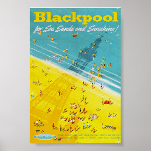 Blackpool Retro Vintage Travel Poster Print