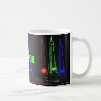 Blackpool Tower Beautiful Night Lights, Red, Green Coffee Mug