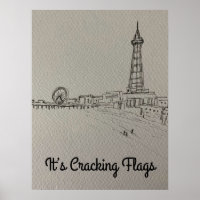 Blackpool Tower It’s Cracking Flags  original art 