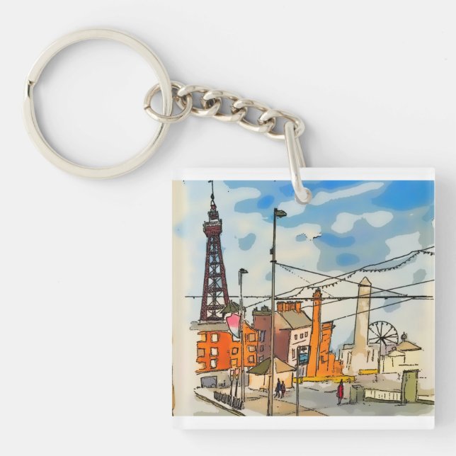 Blackpool Tower Seaside Key Ring (Front)