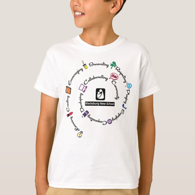 Blacksburg New School Colour Spiral T-shirt - Yout (Front)