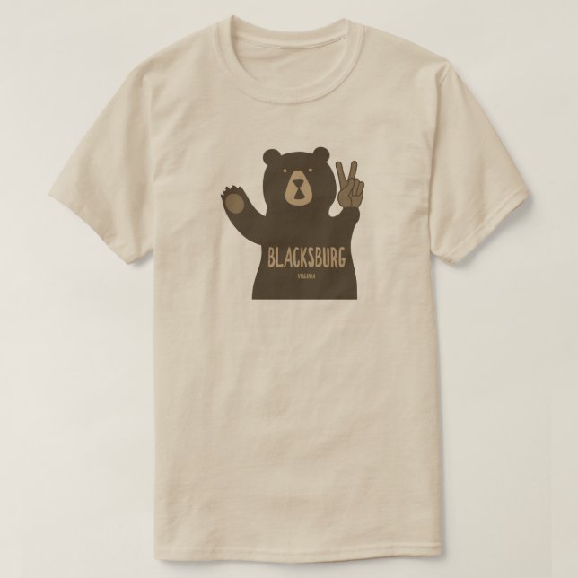 Blacksburg Virginia Peace Bear T-Shirt (Design Front)