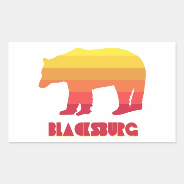 Blacksburg Virginia Rainbow Bear Rectangular Sticker (Front)