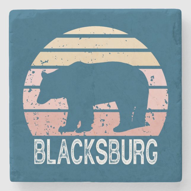Blacksburg Virginia Retro Bear Stone Coaster (Front)