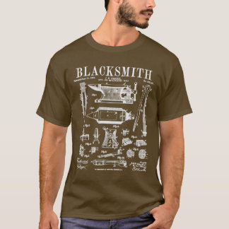 Blacksmith Anvil And Tools Vintage Patent Drawing  T-Shirt