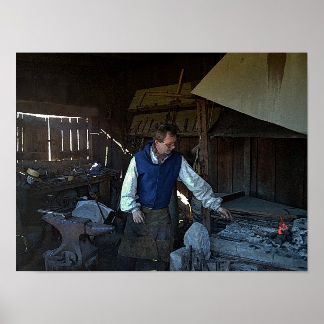 Blacksmith at Fort Osage Fort, Missouri Poster (Front)