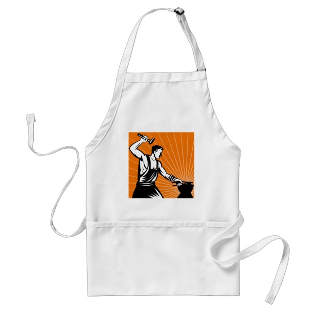 Blacksmith at work wielding a hammer standard apron (Front)
