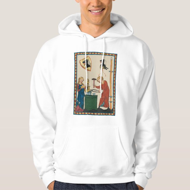 Blacksmith Forging Helmet Mediaeval Art Hoodie (Front)