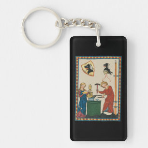 Blacksmith Forging Helmet Mediaeval Art Key Ring