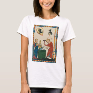 Blacksmith Forging Helmet Mediaeval Art T-Shirt