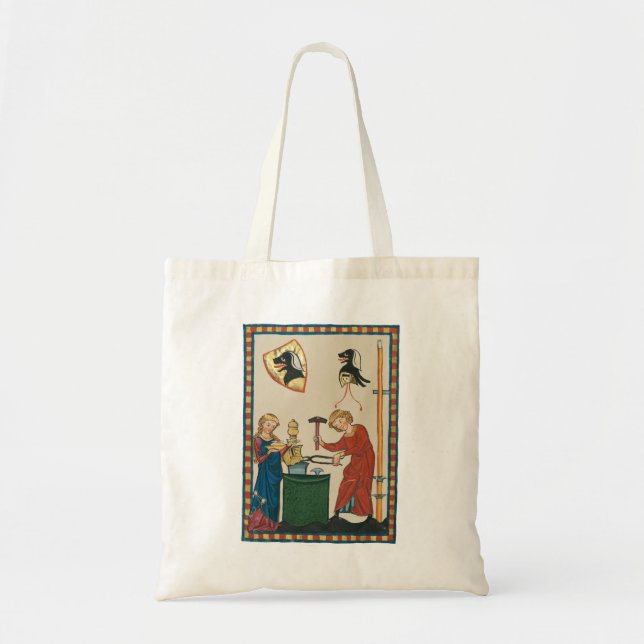 Blacksmith Forging Helmet Mediaeval Art Tote Bag (Front)