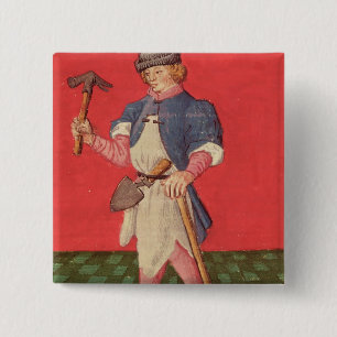 Blacksmith, from 'Le Livre des Echecs Moralises' 15 Cm Square Badge